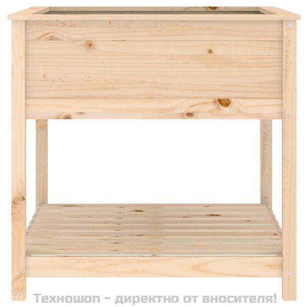 Плантер с рафт, 82,5x82,5x81 см, борово дърво масив