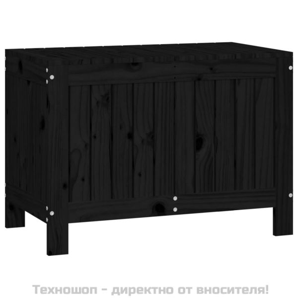 Кутия за съхранение, черна, 76x42,5x54 см, борово дърво масив