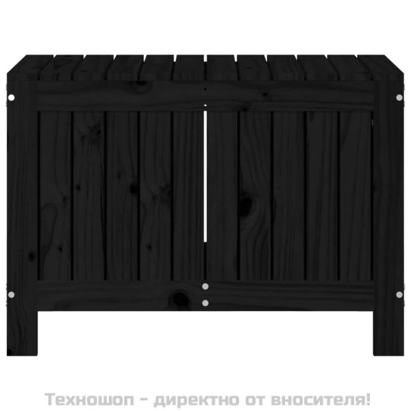 Кутия за съхранение, черна, 76x42,5x54 см, борово дърво масив