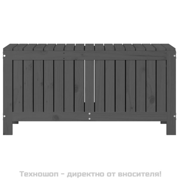 Кутия за съхранение, сива, 108x42,5x54 см, борово дърво масив
