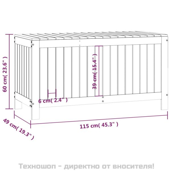 Кутия за съхранение, меденокафява, 115x49x60 см, бор масив