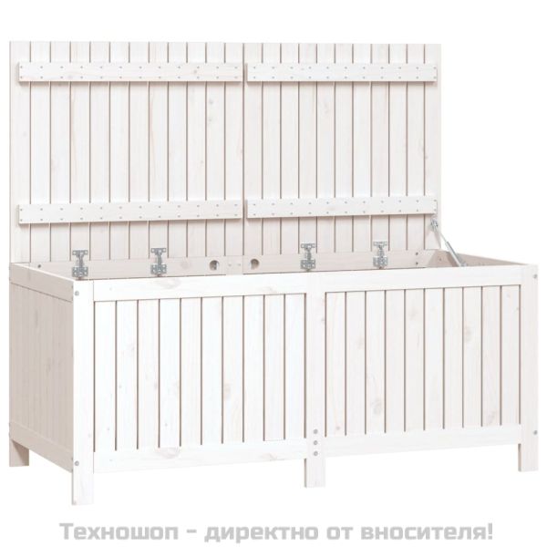 Градинска кутия за съхранение, бяла, 147x68x64 см, бор масив