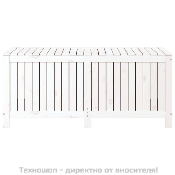 Градинска кутия за съхранение, бяла, 147x68x64 см, бор масив