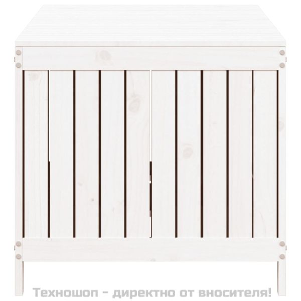 Градинска кутия за съхранение, бяла, 147x68x64 см, бор масив
