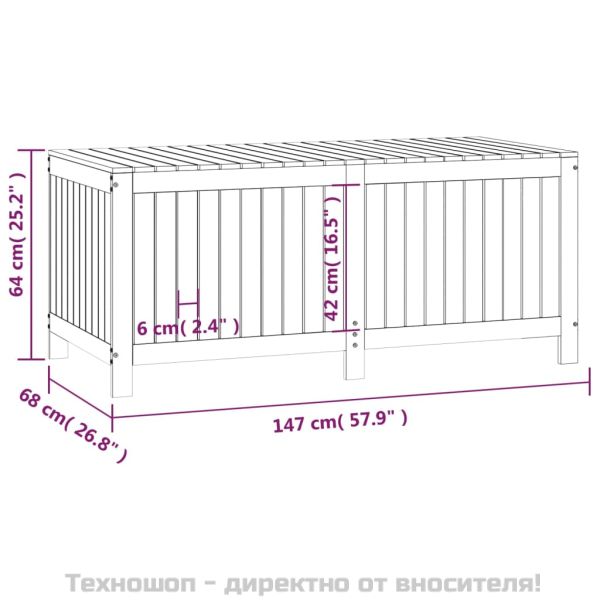Градинска кутия за съхранение, бяла, 147x68x64 см, бор масив
