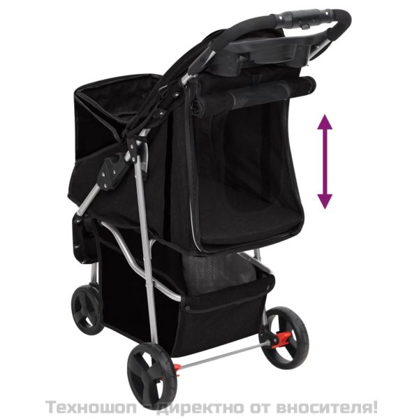 Сгъваема количка за кучета, черна, 80x46x98 см, Оксфорд плат