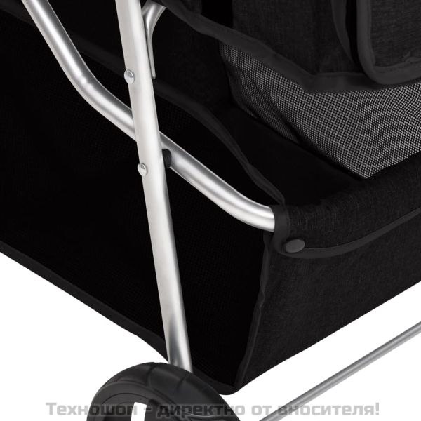 Сгъваема количка за кучета, черна, 80x46x98 см, Оксфорд плат