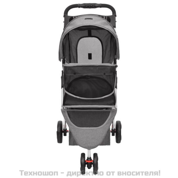 Сгъваема количка за кучета, сива, 80x46x98 см, Оксфорд плат