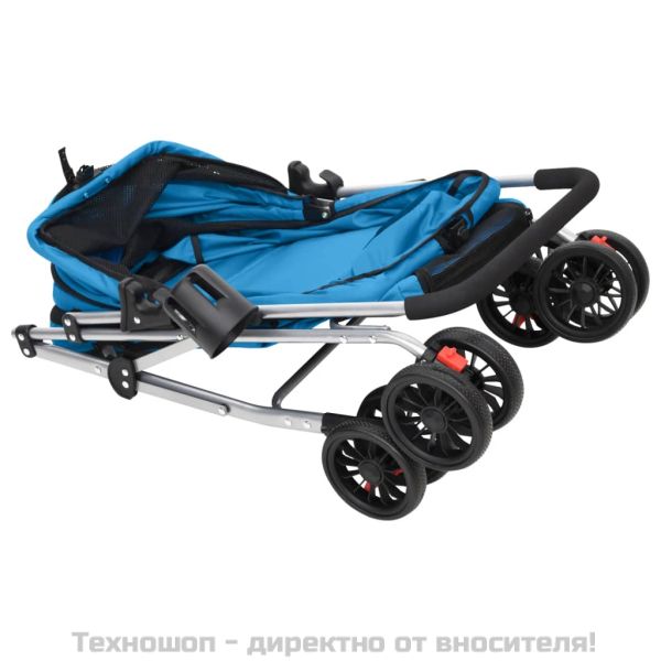 Сгъваема количка за кучета синя 76x50x100 см Оксфорд плат