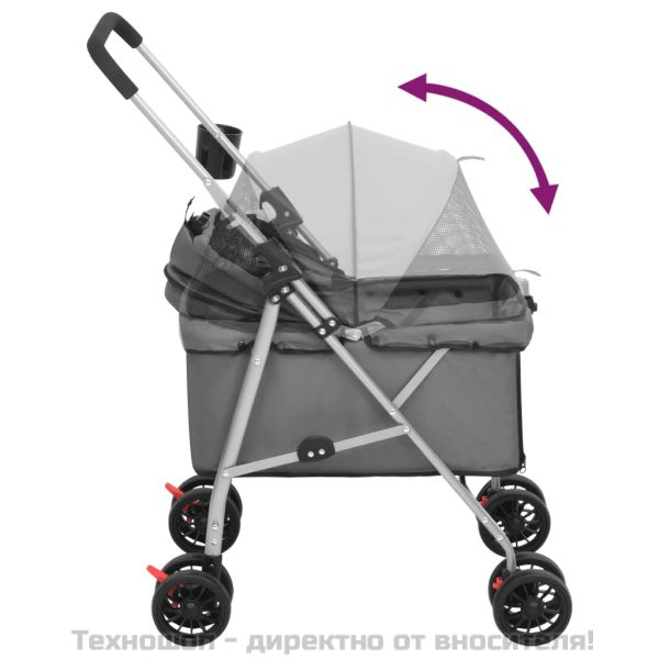 Сгъваема количка за кучета, сива, 76x50x100 см Оксфорд плат