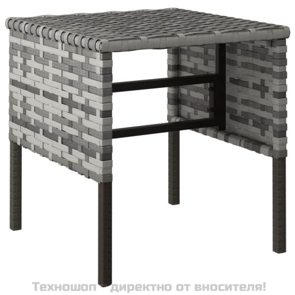 Градински табуретки с възглавници, 4 бр, сиви, полиратан