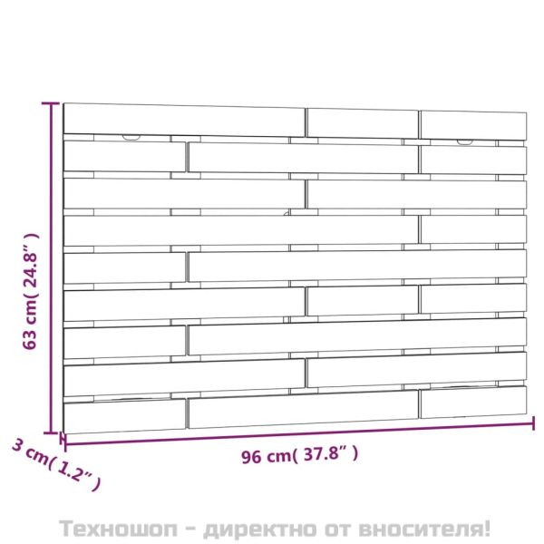 Стенна табла за спалня, 96x3x63 см, борово дърво масив