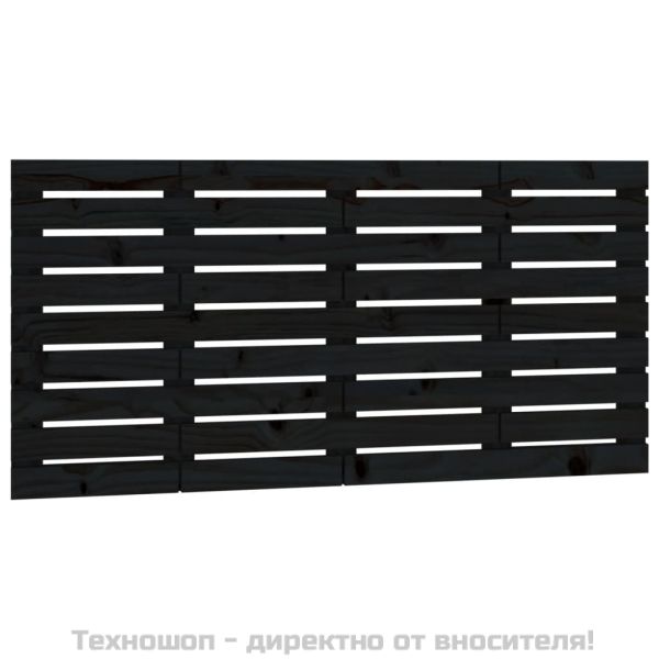 Стенна табла за спалня, черна, 126x3x63 см, борово дърво масив