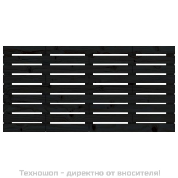 Стенна табла за спалня, черна, 126x3x63 см, борово дърво масив