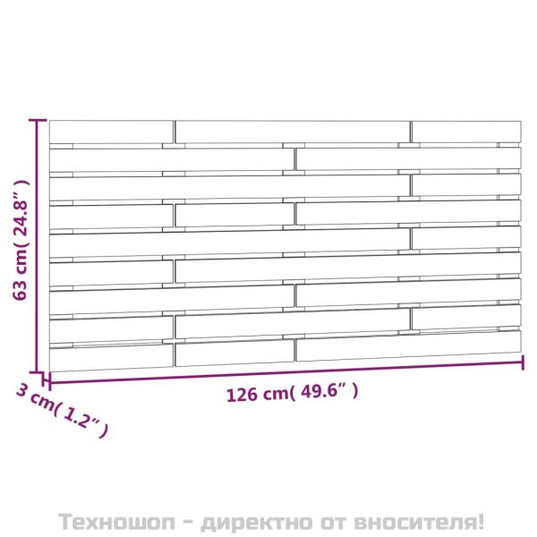 Стенна табла за спалня, черна, 126x3x63 см, борово дърво масив