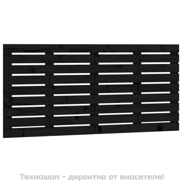 Стенна табла за спалня, черна, 156x3x63 см, борово дърво масив