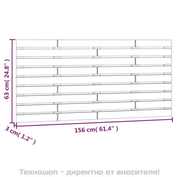 Стенна табла за спалня, черна, 156x3x63 см, борово дърво масив