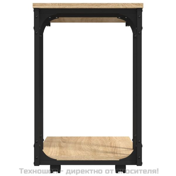 Странична маса с колела дъб сонома 50x35x55,5см инженерно дърво