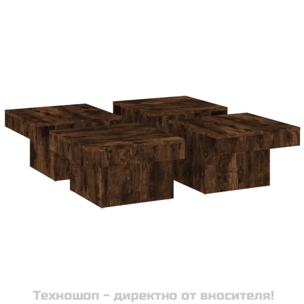 Кафе маса, опушен дъб, 90x90x28 см, инженерно дърво