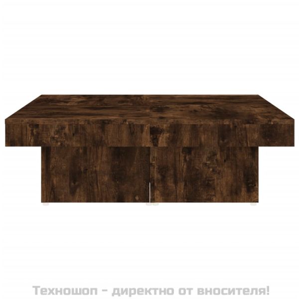 Кафе маса, опушен дъб, 90x90x28 см, инженерно дърво