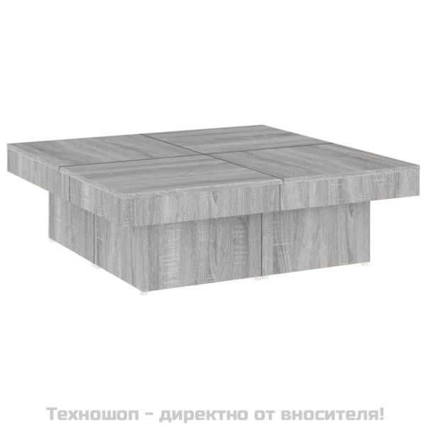 Маса за кафе, сив сонома, 90x90x28 см, инженерно дърво