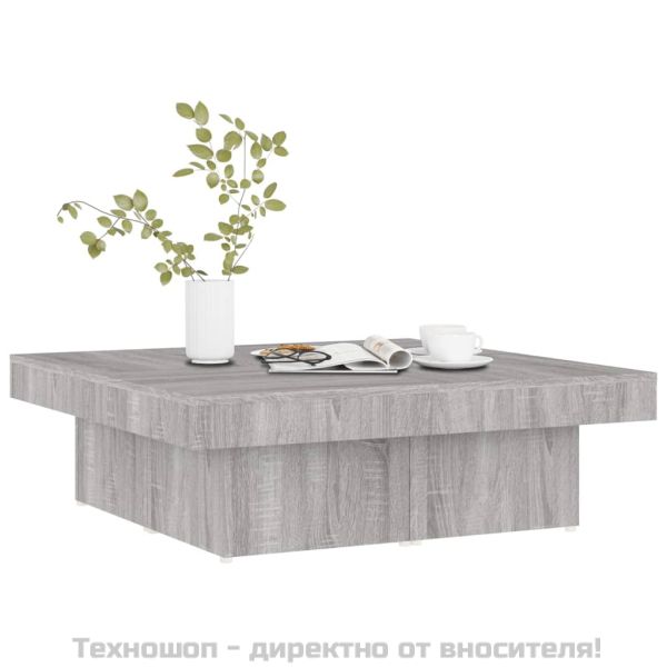 Маса за кафе, сив сонома, 90x90x28 см, инженерно дърво