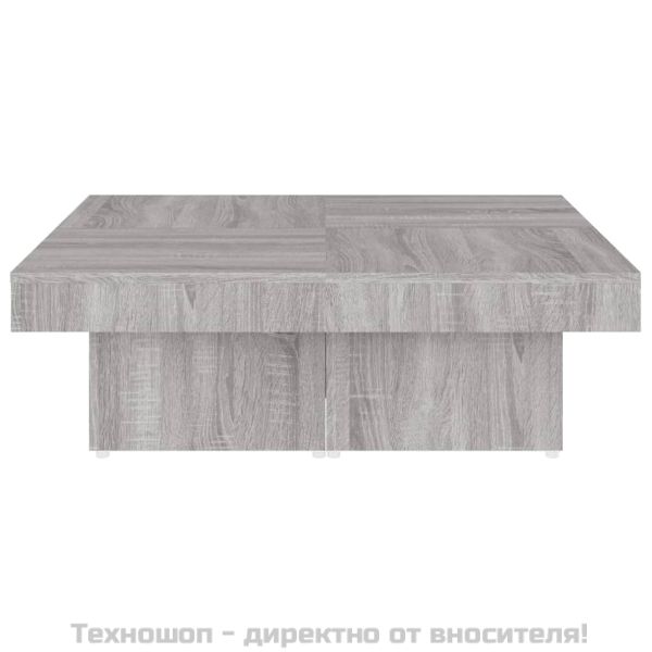 Маса за кафе, сив сонома, 90x90x28 см, инженерно дърво