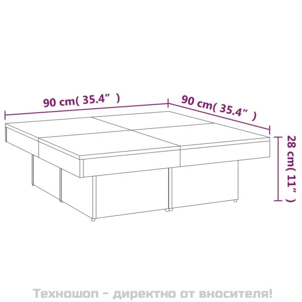 Маса за кафе, сив сонома, 90x90x28 см, инженерно дърво