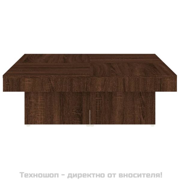 Кафе маса, кафяв дъб, 90x90x28 см, инженерно дърво