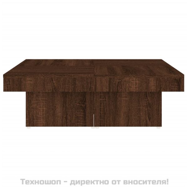 Кафе маса, кафяв дъб, 90x90x28 см, инженерно дърво