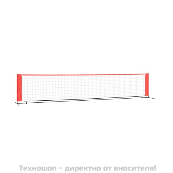 Мрежа за тенис, черно-червена, 500x100x87 см, полиестер