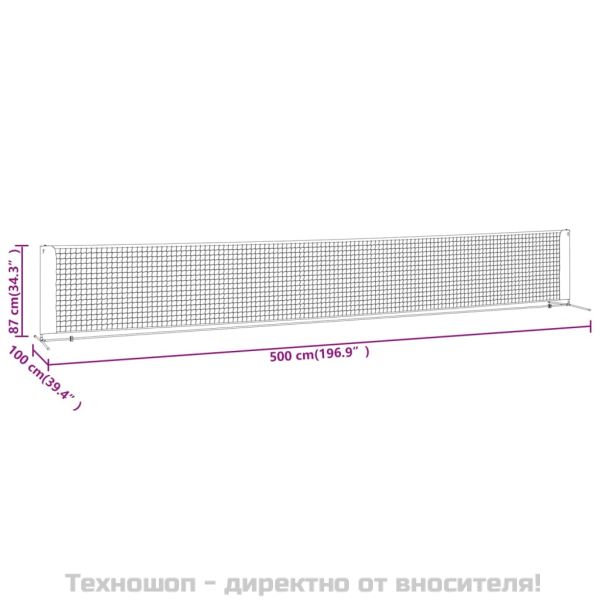 Мрежа за тенис, черно-червена, 500x100x87 см, полиестер