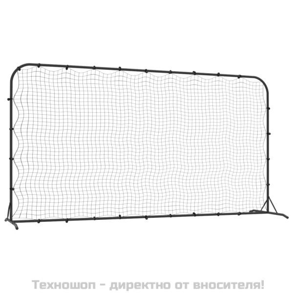 Футболна мрежа рикошет, черна, 366x90x183 см, HDPE