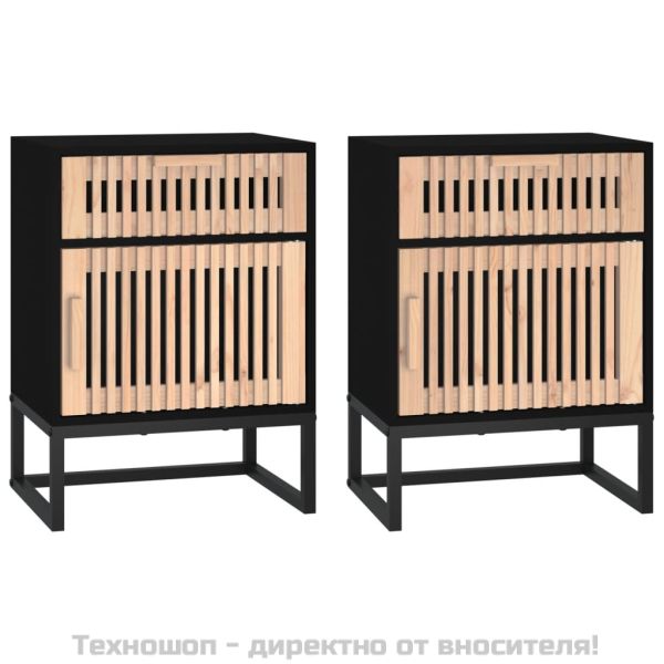 Нощни шкафчета, 2 бр, черни, 40x30x55,5 см, инженерно дърво
