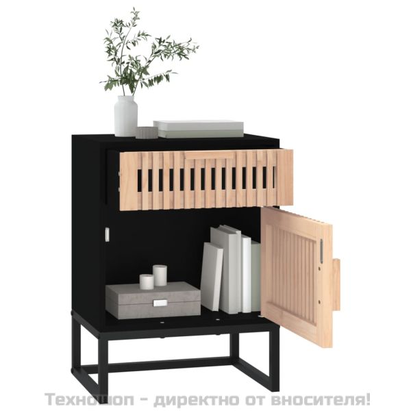 Нощни шкафчета, 2 бр, черни, 40x30x55,5 см, инженерно дърво