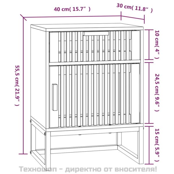 Нощни шкафчета, 2 бр, черни, 40x30x55,5 см, инженерно дърво