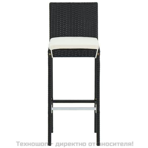 Бар табуретки с възглавници, 6 бр, черни, полиратан