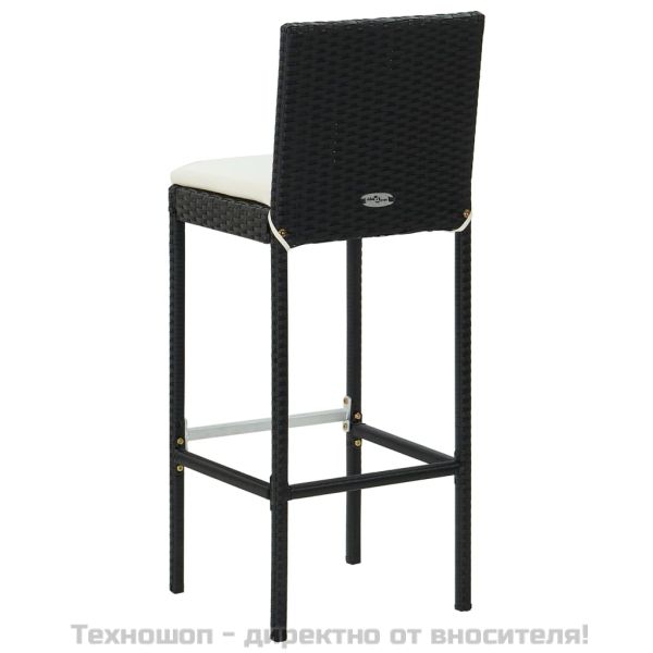 Бар табуретки с възглавници, 6 бр, черни, полиратан