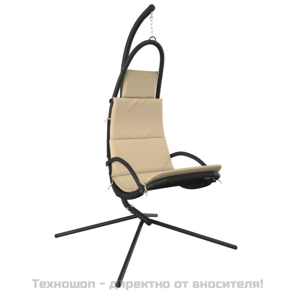 Градински стол-люлка възглавница кремав плат Оксфорд и стомана