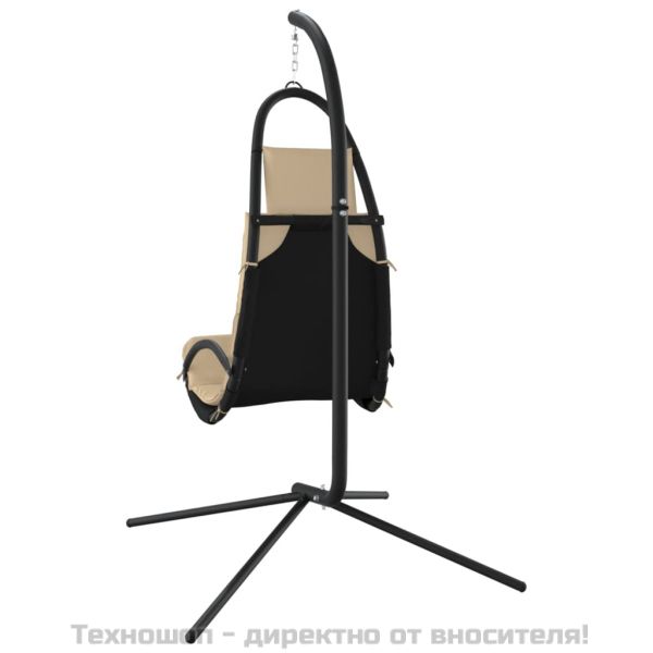 Градински стол-люлка възглавница кремав плат Оксфорд и стомана