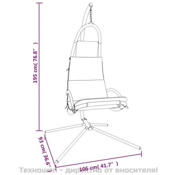 Градински стол-люлка възглавница тъмносив плат Оксфорд/стомана