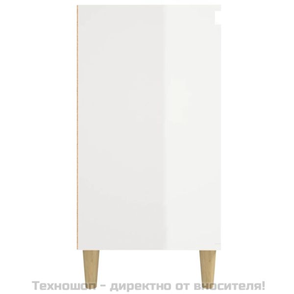 Нощно шкафче, бял гланц, 40x35x70 см, инженерно дърво