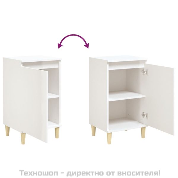 Нощно шкафче, бял гланц, 40x35x70 см, инженерно дърво