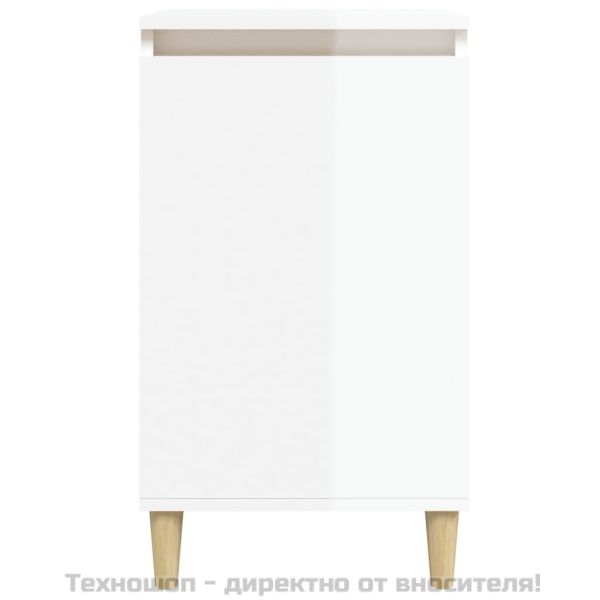 Нощни шкафчета, 2 бр, бял гланц, 40x35x70 см, инженерно дърво