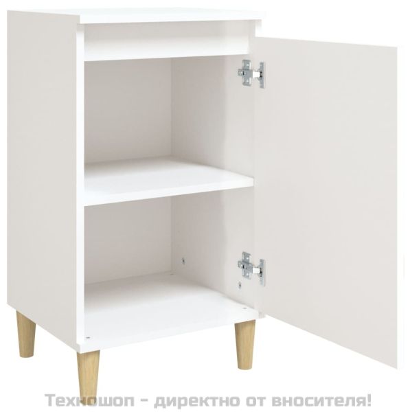 Нощни шкафчета, 2 бр, бял гланц, 40x35x70 см, инженерно дърво