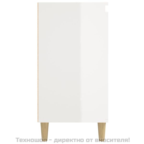 Нощни шкафчета, 2 бр, бял гланц, 40x35x70 см, инженерно дърво