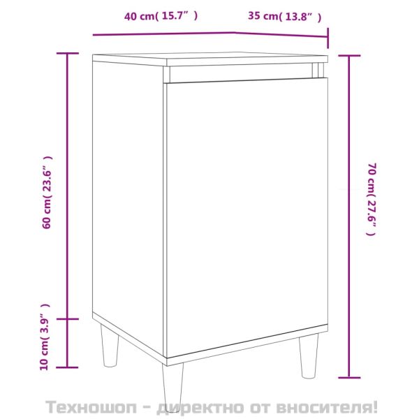 Нощни шкафчета, 2 бр, бял гланц, 40x35x70 см, инженерно дърво