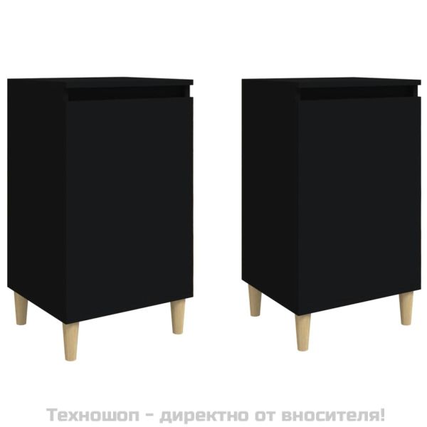 Нощни шкафчета, 2 бр, черни, 40x35x70 cm, инженерно дърво