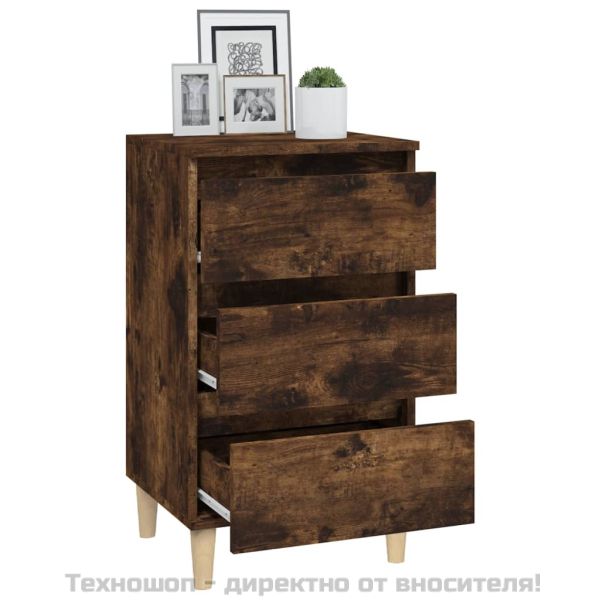 Нощно шкафче, опушен дъб, 40x35x70 см, инженерно дърво