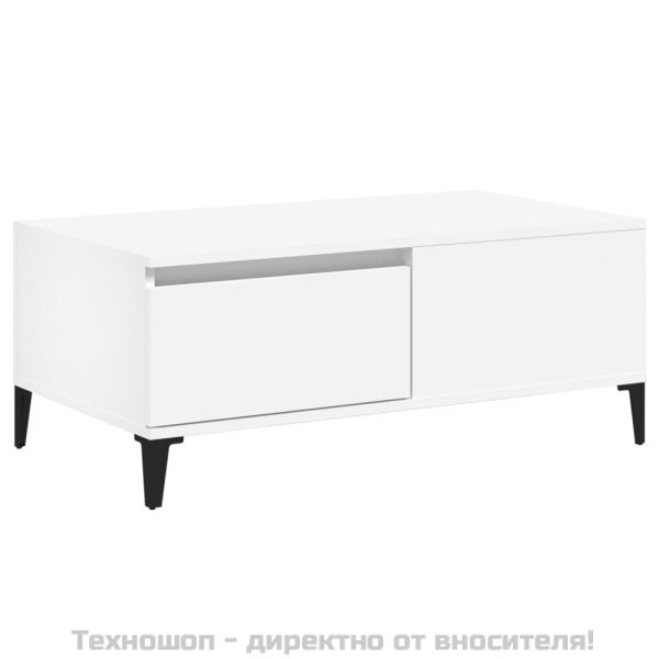 Кафе маса, бяла, 90x50x36,5 см, инженерно дърво